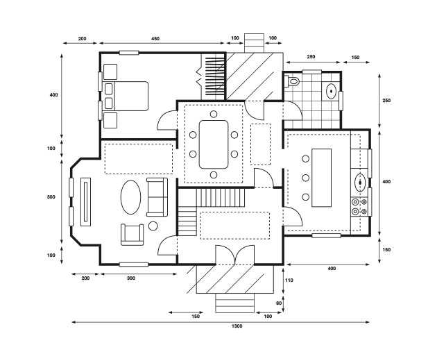 Rzut 2D przykładowego mieszkania.